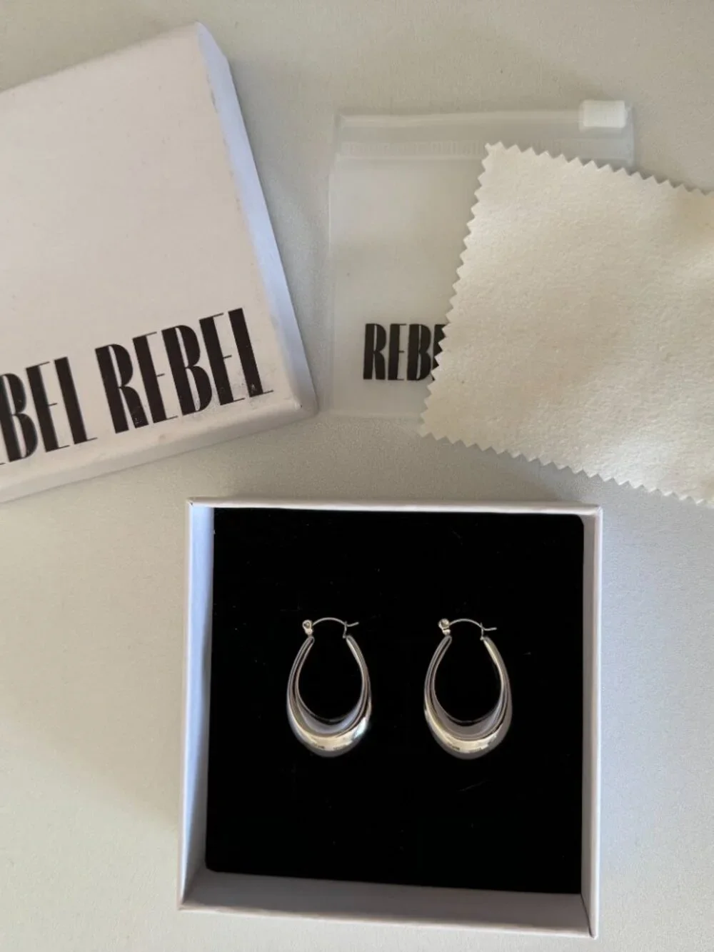 Rebel Silver Chunky Hoop Earrings - Picture 1 of 2